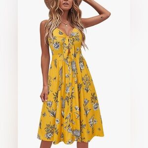 NWT SZL Amazon Sundress. lightweight. Decorative tie & buttons. cutout in front